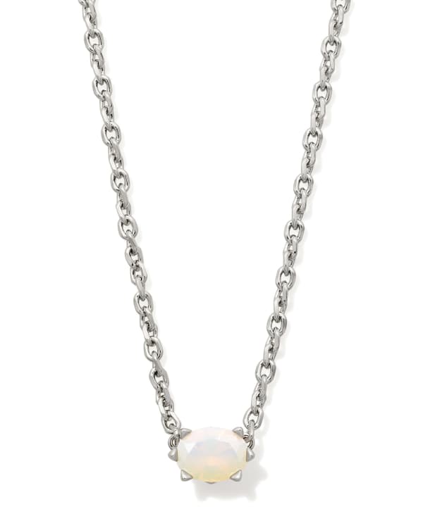 Kendra Scott Cailin silver pendant necklace with white iridescent crystal stone