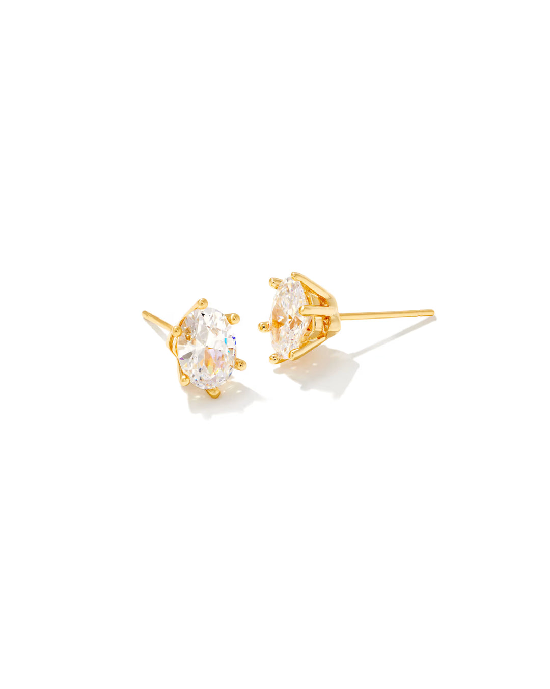 Kendra Scott: Cailin Gold Crystal Stud Earrings in White Crystal - The Vogue Boutique