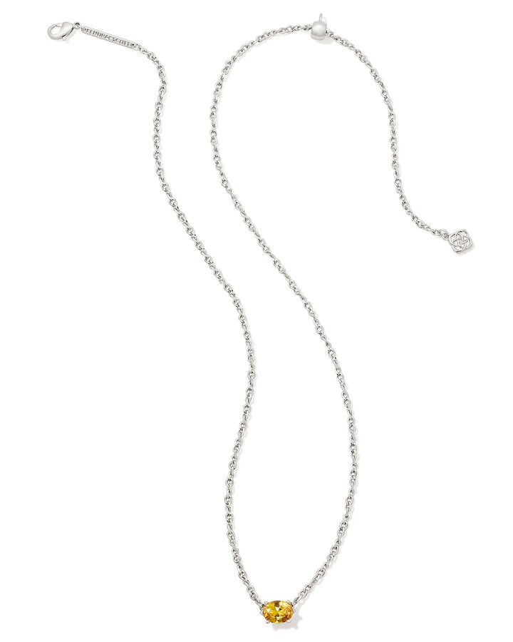 Kendra Scott Cailin silver pendant necklace with golden yellow crystal solitaire stone