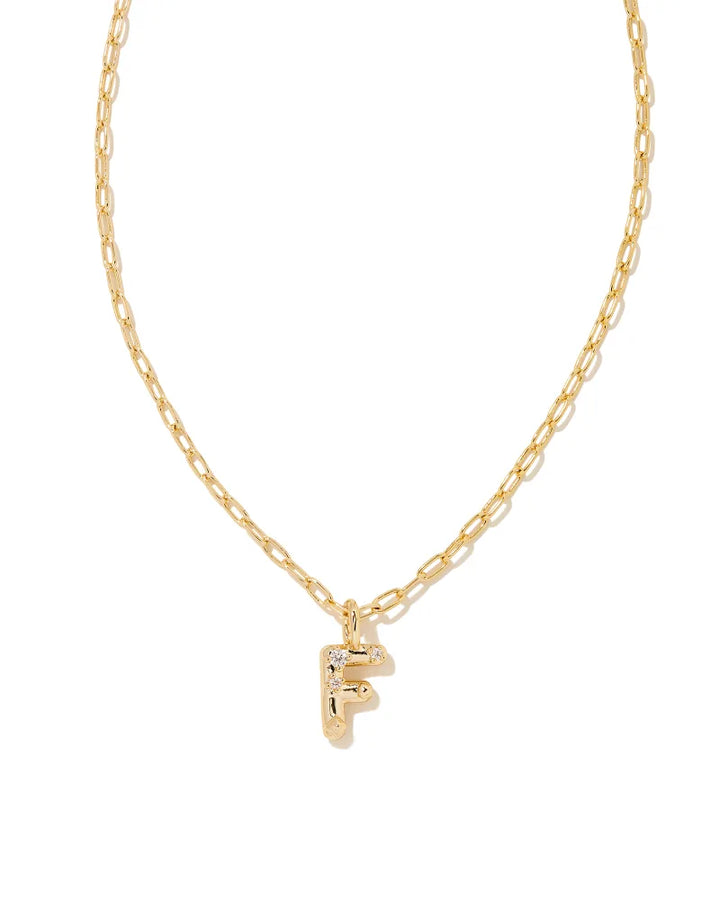 Kendra Scott: Crystal Letter Pendant Necklace in Gold - The Vogue Boutique