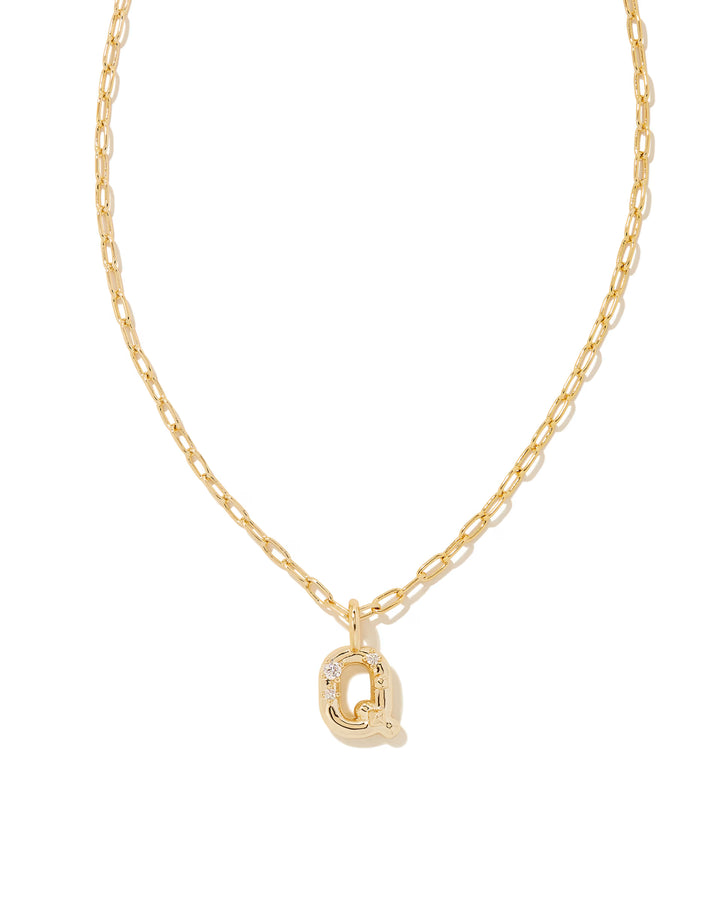 Kendra Scott: Crystal Letter Pendant Necklace in Gold - The Vogue Boutique