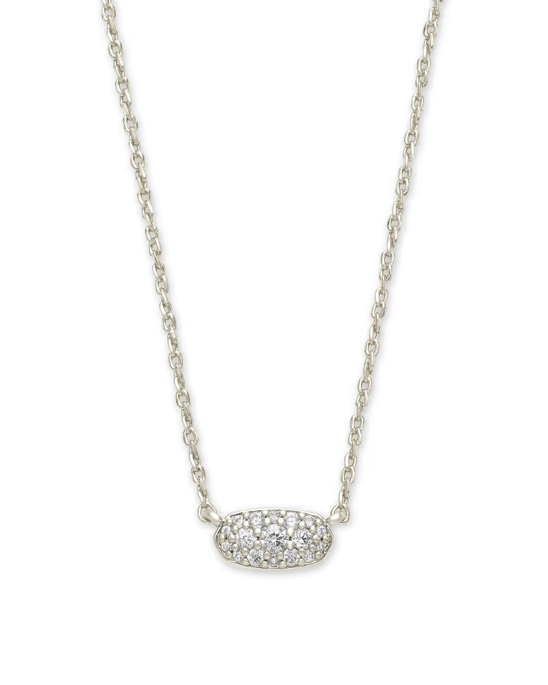 Kendra Scott: Grayson Crystal Pendant Necklace in silver - The Vogue Boutique