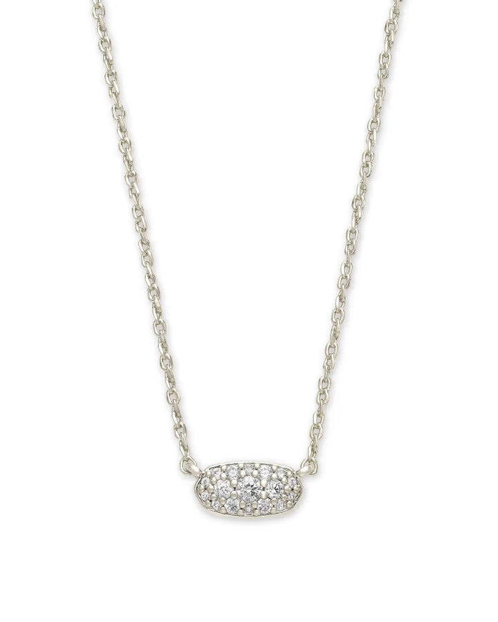 Kendra Scott: Grayson Crystal Pendant Necklace in silver - The Vogue Boutique