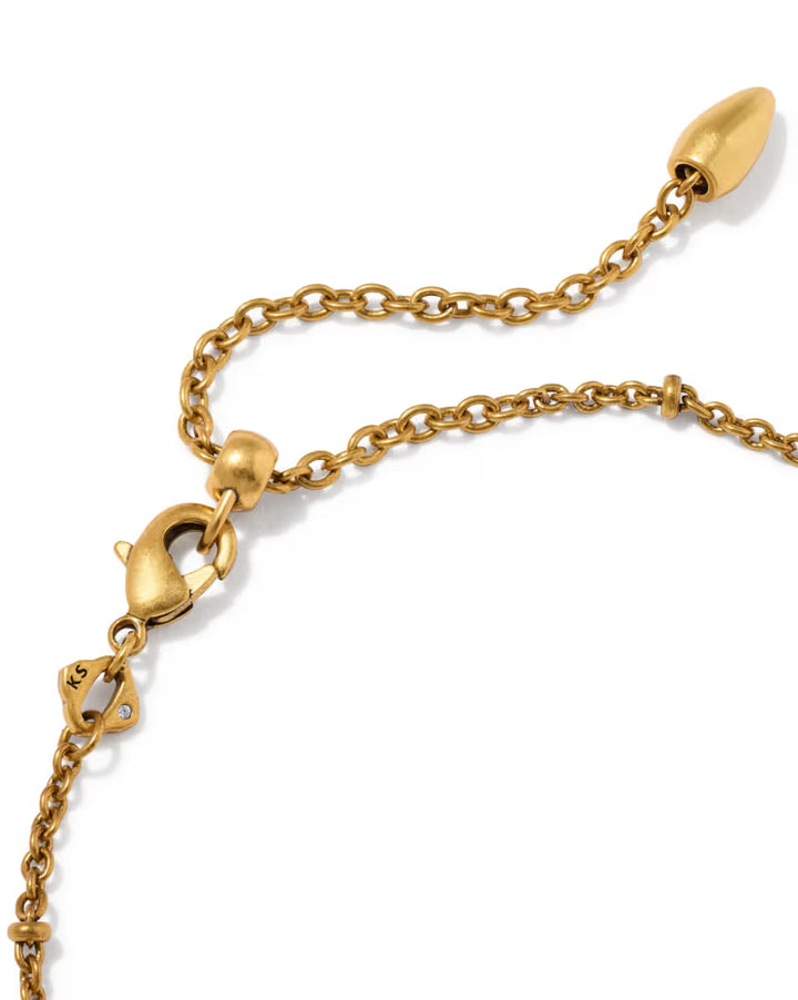 Kendra Scott: Tiger Striped Elaina Delicate Chain Bracelet in Vintage Gold Charteuse Green  (9608805499)