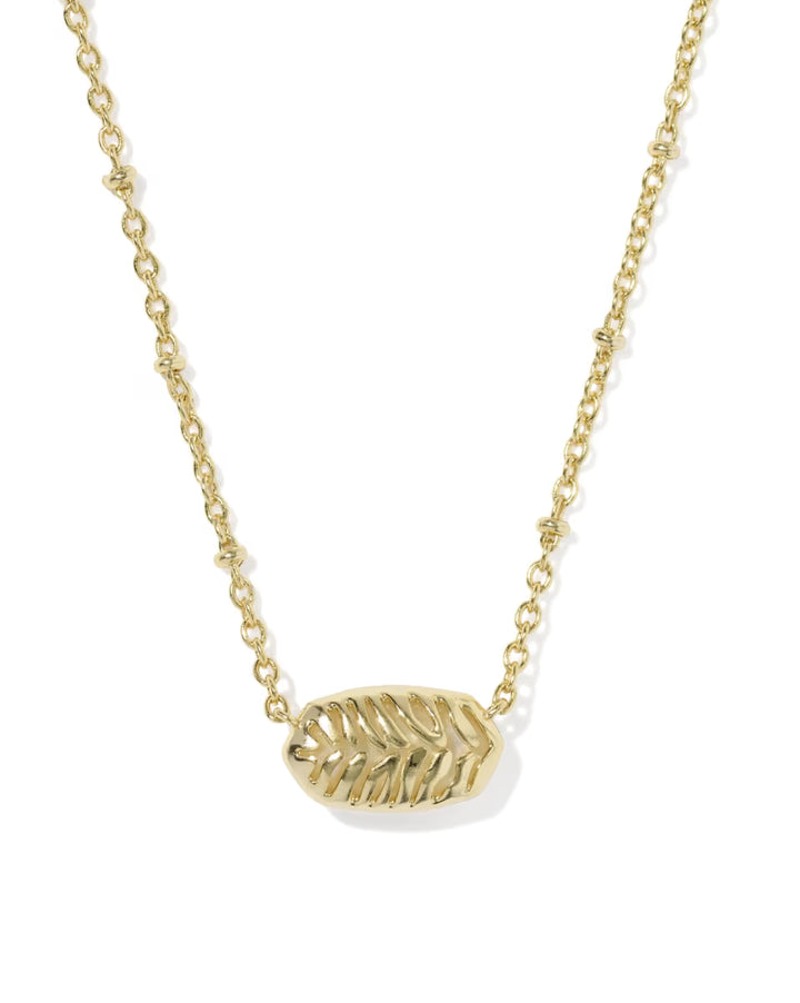Kendra Scott: Tiger Striped Elisa Short Pendant Necklace in Gold Dark Brow Hawk's Eye (9608806368)