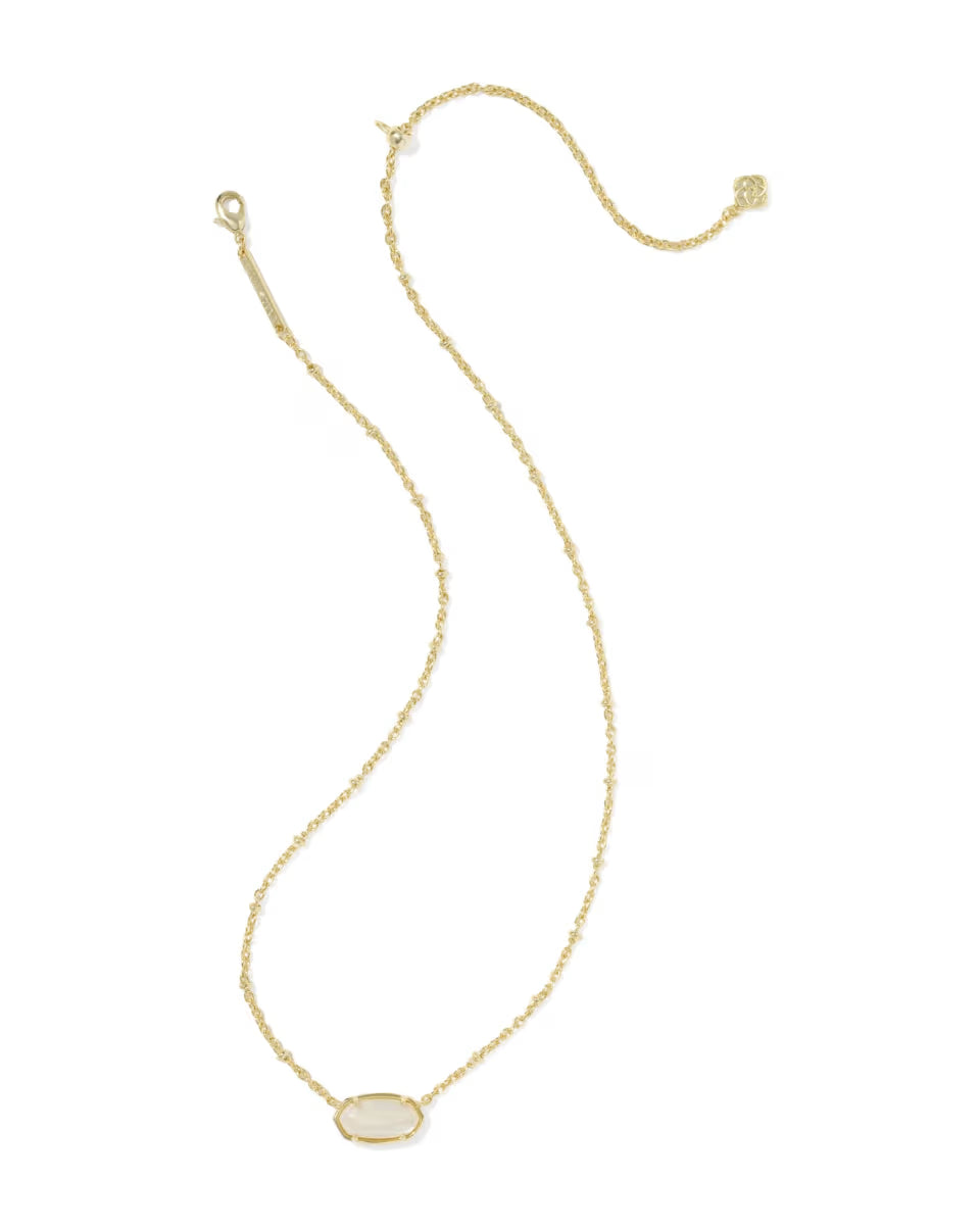 Kendra Scott: Tiger Striped Elisa Short Pendant Necklace In Gold Natural Mother Of Pearl (9608805492)