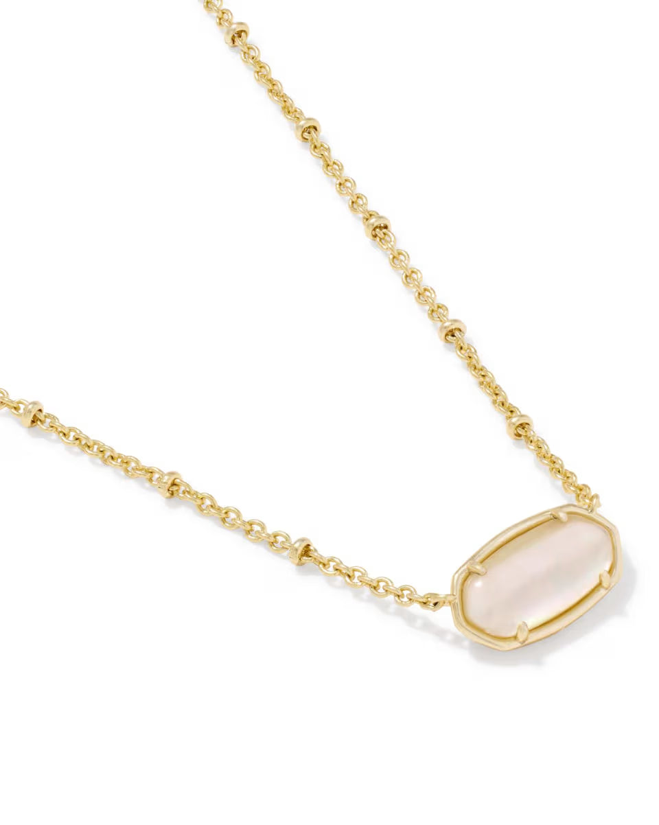 Kendra Scott: Tiger Striped Elisa Short Pendant Necklace In Gold Natural Mother Of Pearl (9608805492)