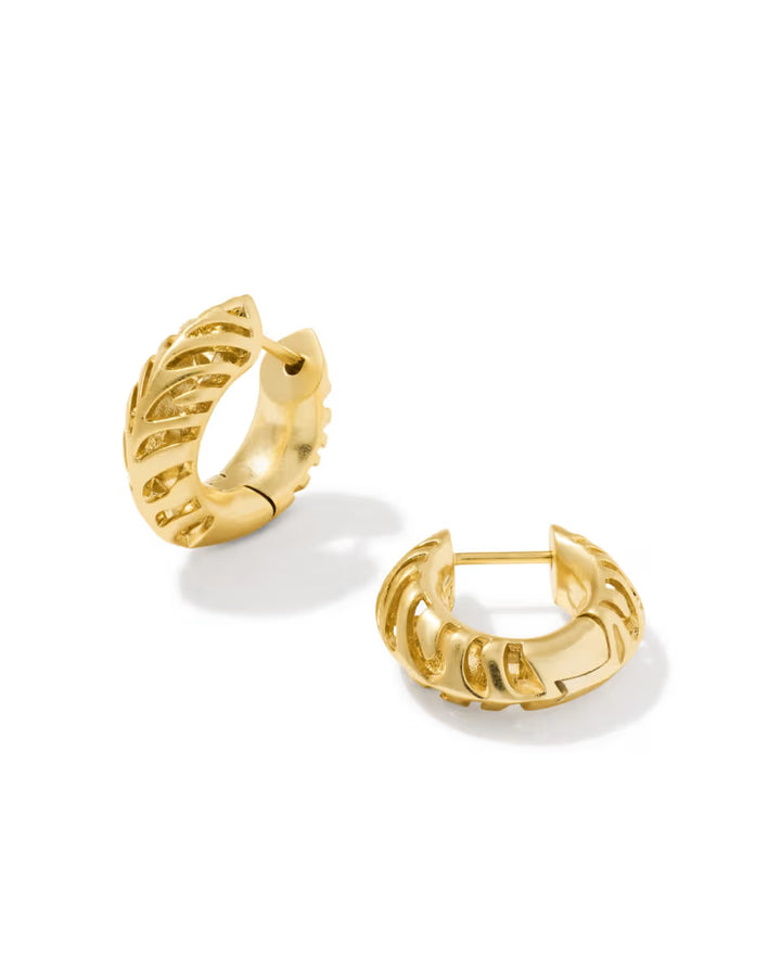 Kendra Scott: Tiger Stripped Mikki Huggie Earrings in Gold (9608805535)