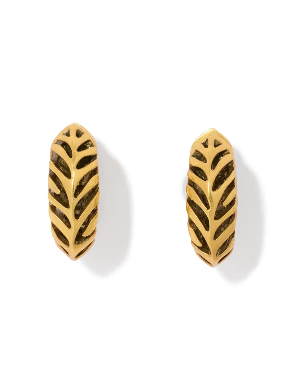 Kendra Scott: Tiger Striped Mikki Huggie Earrings in Vintage Gold (9608805537)