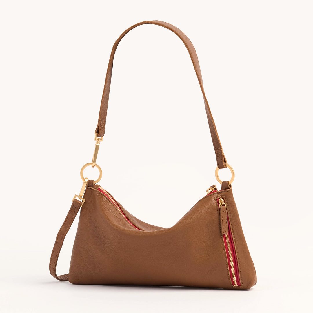 Hammitt: Kyle Handbag in Mahogany Pebble/Brushed Gold - The Vogue Boutique