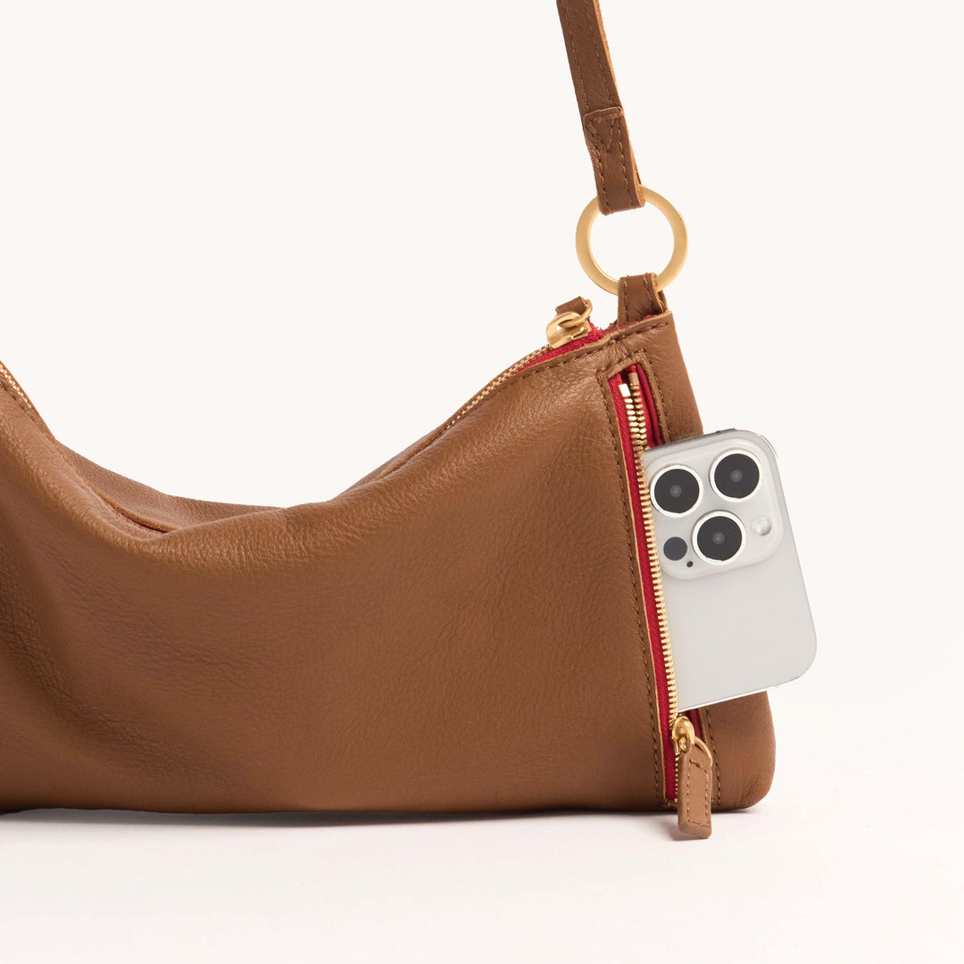 Hammitt: Kyle Handbag in Mahogany Pebble/Brushed Gold - The Vogue Boutique