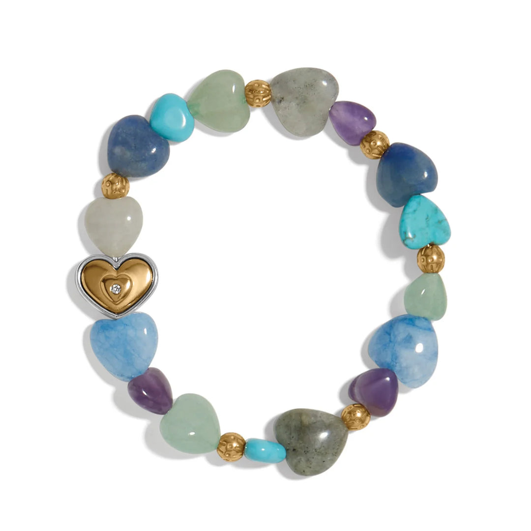 Brighton: One Heart Multi Heart Bead Stretch Bracelet (JF0483)