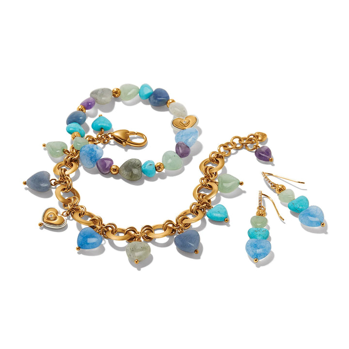 Brighton: One Heart Multi Heart Bead Stretch Bracelet (JF0483)
