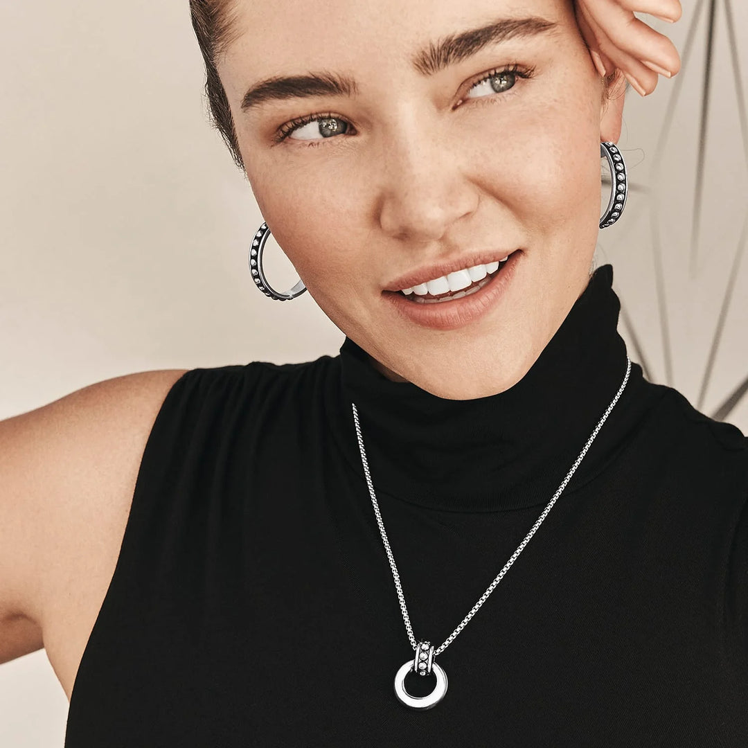 Brighton: Pretty Tough Stud Large Leverback Hoop Earrings (JA9895)