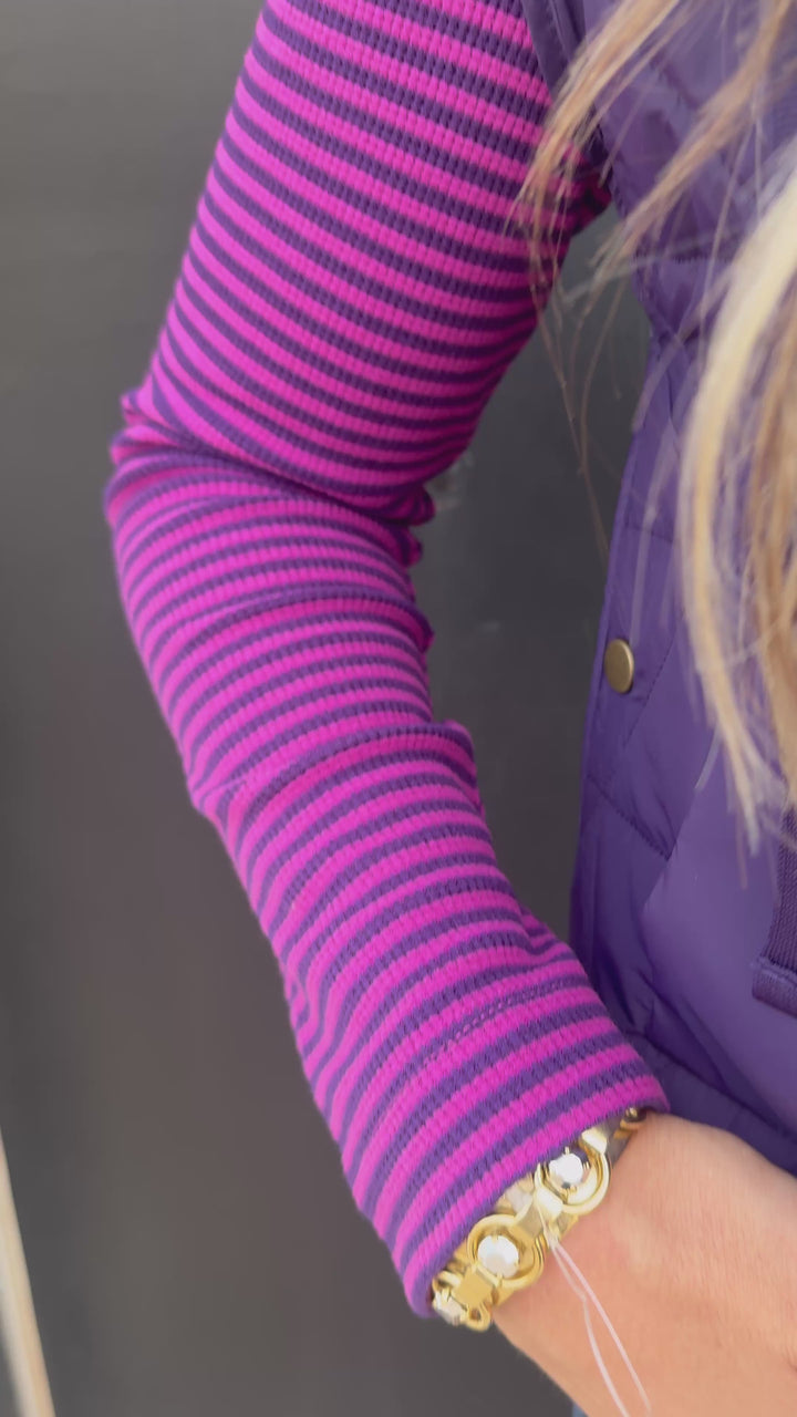 Multiples: Turtle Neck with Side Button Top in Eggplant (M46503TM)