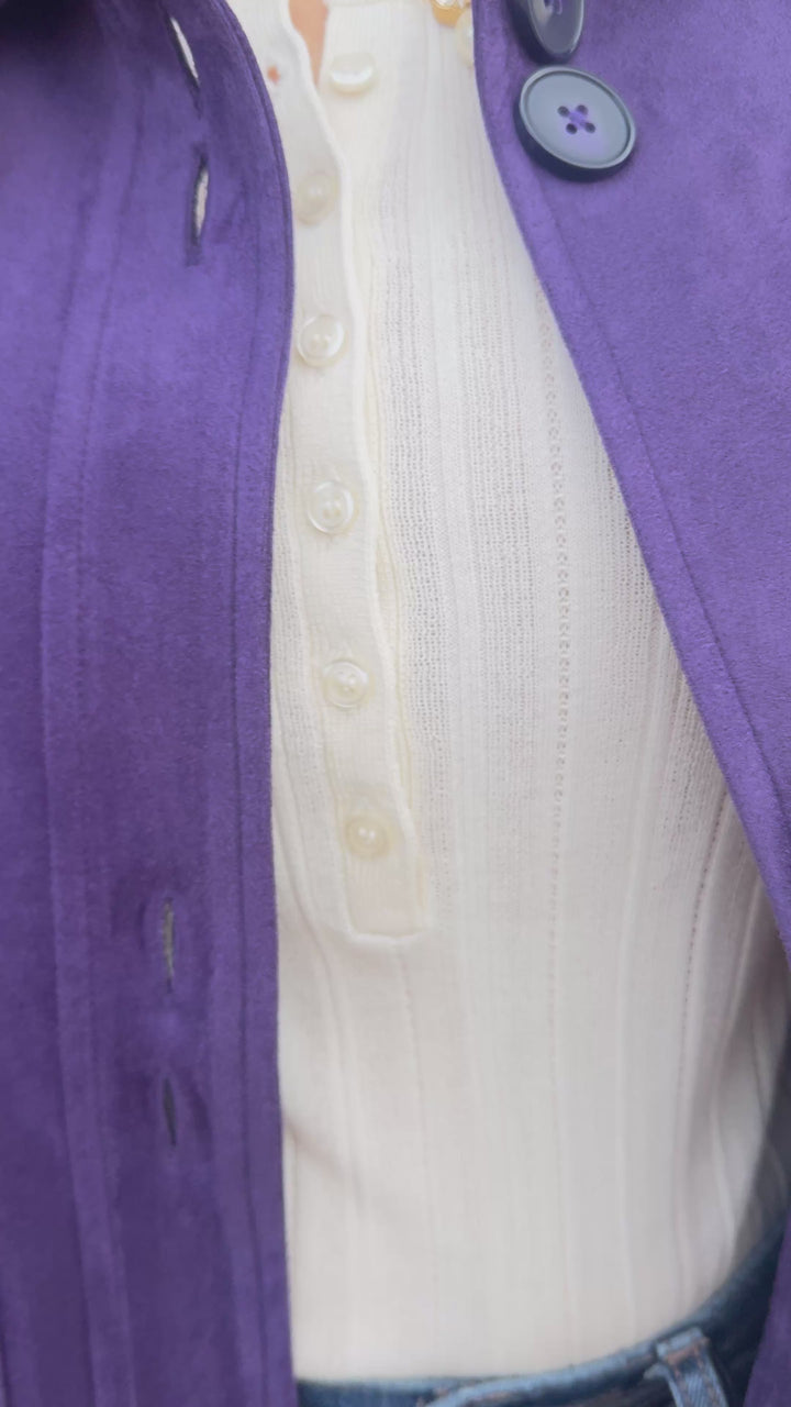 Multiples: Button Front Jacket in Eggplant (M46502JM)