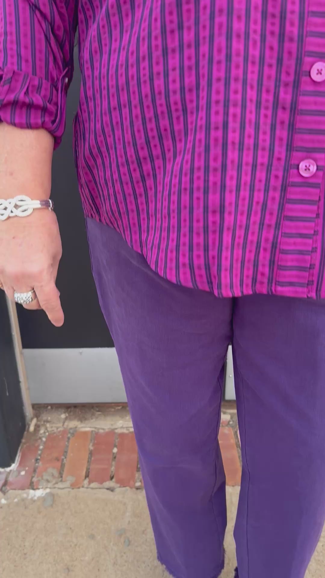 Multiples: Long Sleeve Button Front Shirt in Plum (M46507BM)