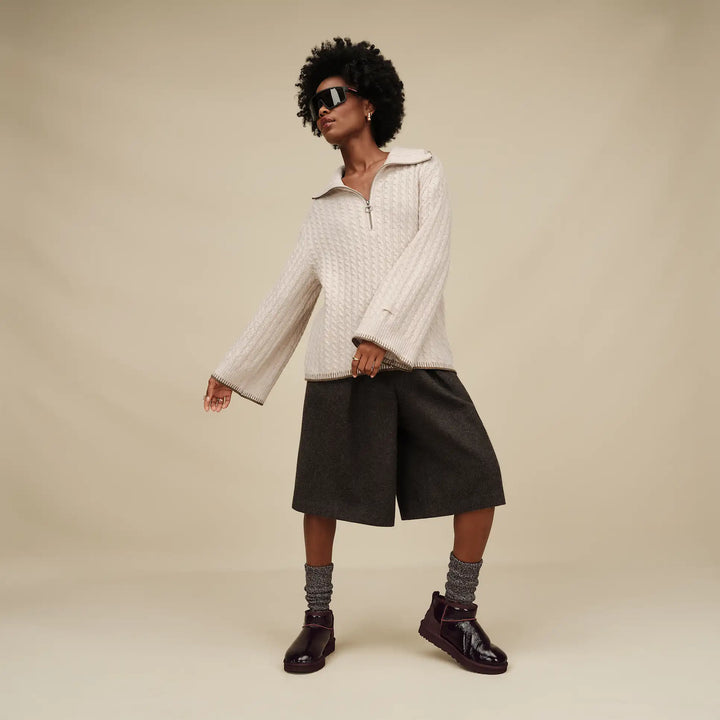 UGG: Rib Knit Slouchy Crew Sock - Grey/Black (1014832-GRB)