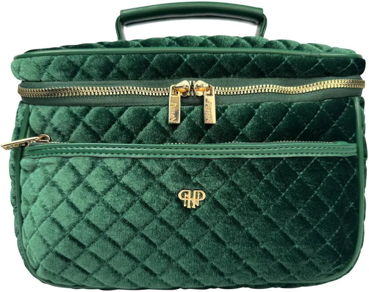 PurseN: Classic Train Case Jewelry Bag in Emerald Velvet (H2234EV)