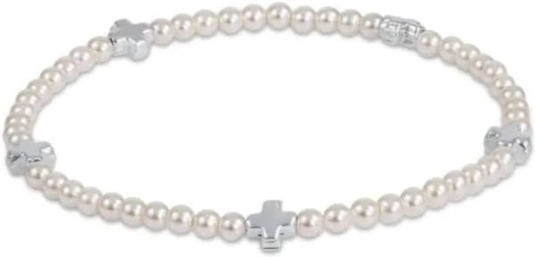Enewton: Signature Cross Sterling Small Pearl Pattern Bead Bracelet