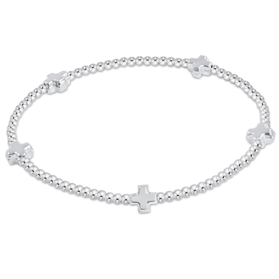 Enewton: Signature Cross Sterling Small Pattern Bead Bracelet