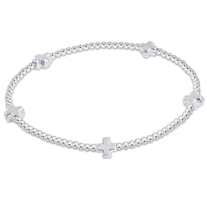Enewton: Signature Cross Sterling Small Pattern Bead Bracelet