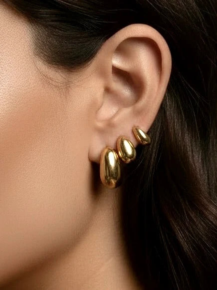Farrah b: TRIPLE THREAT 3 Pack Stud earring set GOLD (ST-3TD)