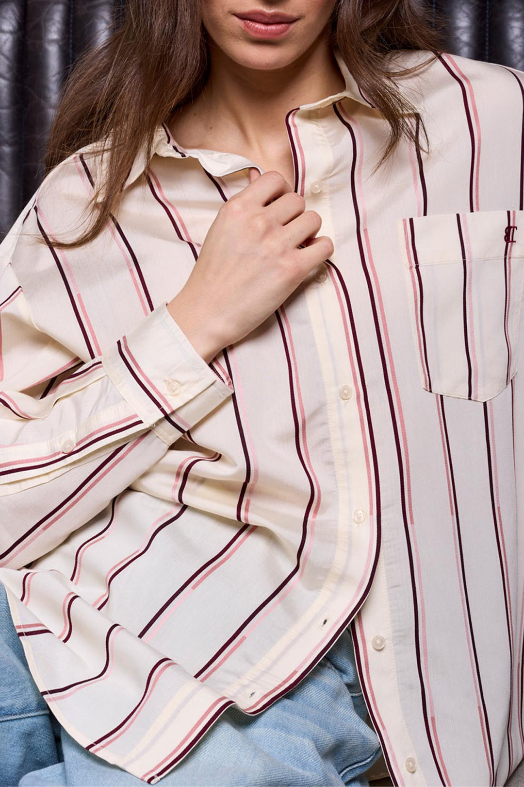 Tribal: Oversized Shirt With Special Sleeve in Antiquewhite (6332O-5791)