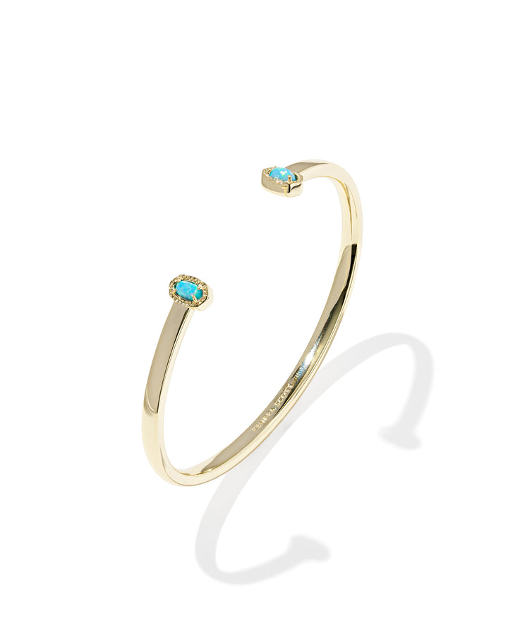 Kendra Scott: Mini Elton Cuff Bracelet in Gold Blue Lab Grown Opal - The Vogue Boutique