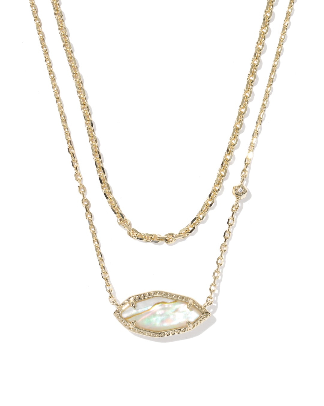 Kendra Scott: Ophelia Multi Strand Necklace in Gold Iridescent Abalone