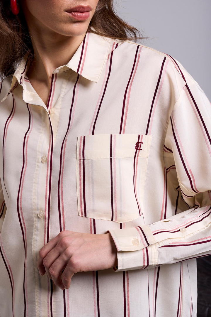 Tribal: Oversized Shirt With Special Sleeve in Antiquewhite (6332O-5791)