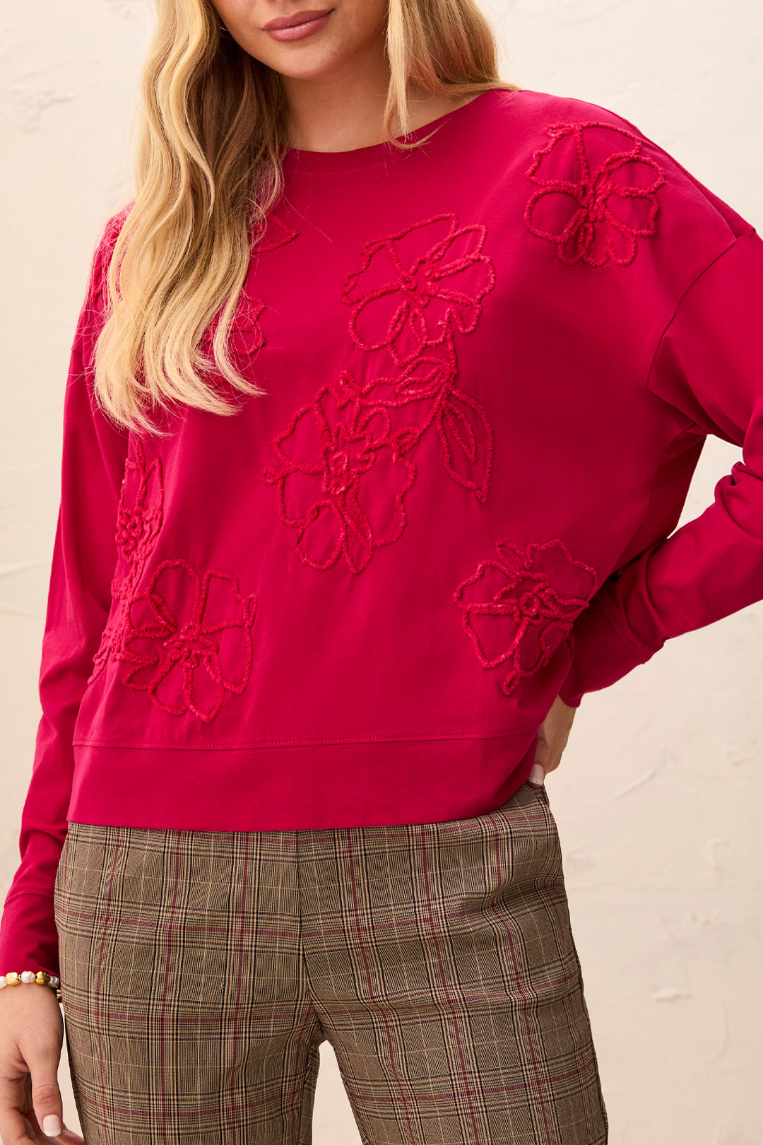 Tribal: Long Sleeve Crew Neck Top in Jazzy