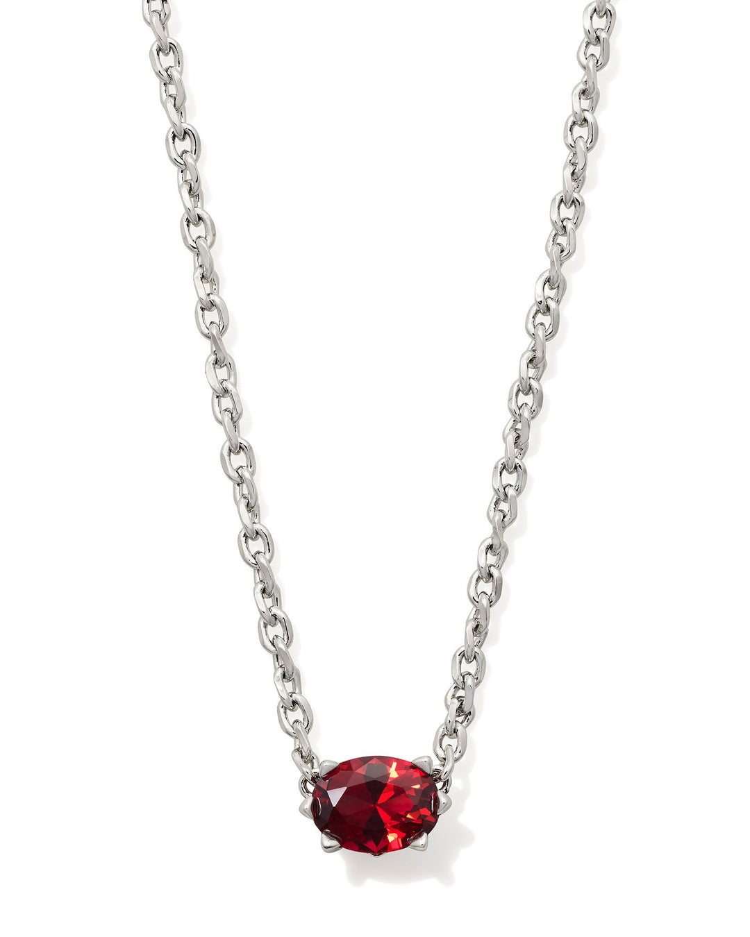 Kendra Scott: Cailin Crystal Pendent Necklace In Silver and Red