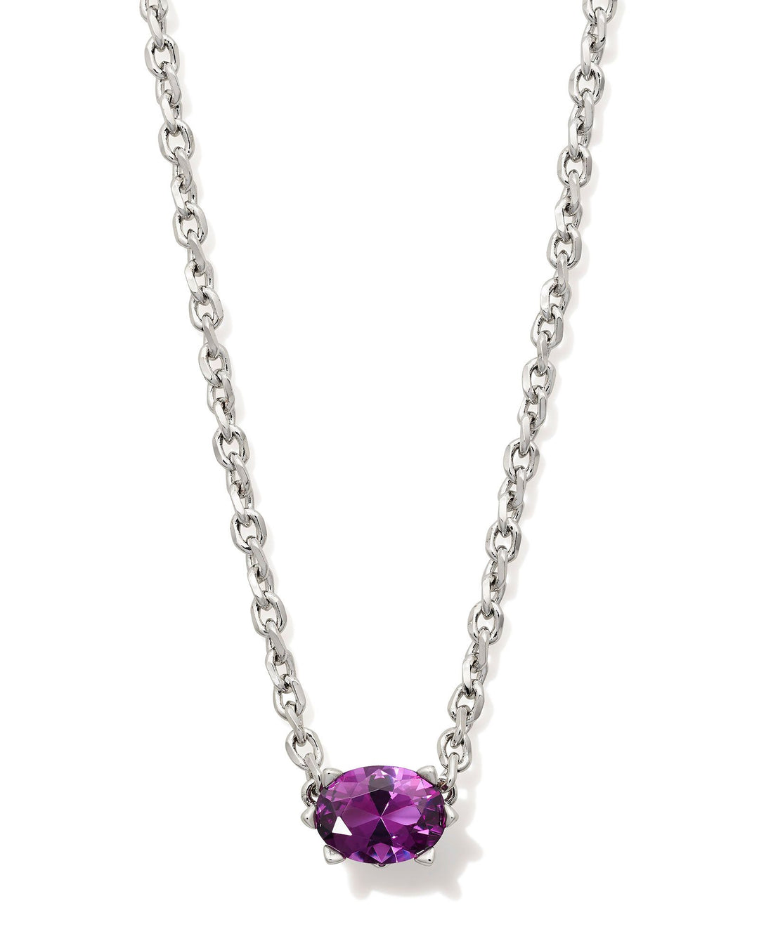 Kendra Scott: Cailin Crystal Pendent Necklace In Silver and Purple