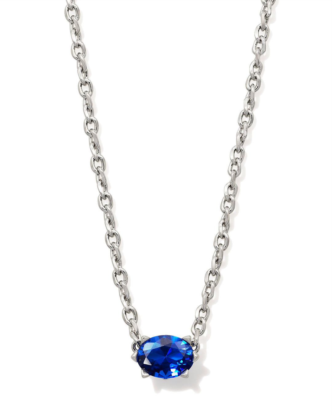 Kendra Scott: Cailin Crystal Pendent Necklace In Silver and Dark Blue