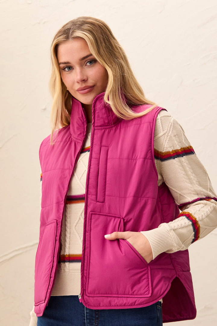 Tribal: Packable Puffer Vest in Mulberry