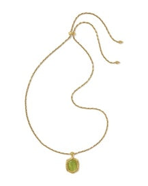 Kendra Scott: Tiger Striped Daphne Small Long Pendant Necklace In Vintage Gold Charteruse Green Mother Of Pearl (9608805504)