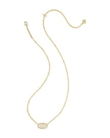 Kendra Scott: Tiger Striped Elisa Short Pendant Necklace In Gold Natural Mother Of Pearl (9608805492)