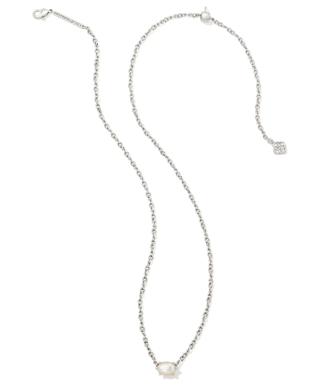 Kendra Scott Cailin Silver Pendant Necklace with ivory mother of pearl stone centerpiece
