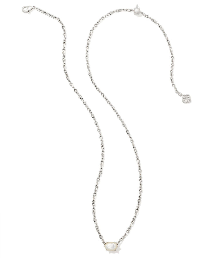 Kendra Scott Cailin Silver Pendant Necklace with ivory mother of pearl stone centerpiece