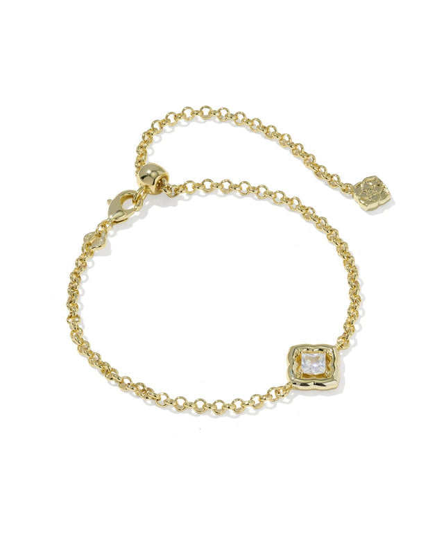 Kendra Scott: Mallory Crystal Delicate Chain Bracelet in Gold White