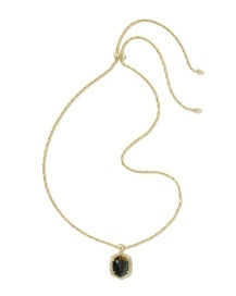 Kendra Scott: Tiger Striped Daphne Small Long Pendant Necklace in Gold Dark Brown Hawk's Eye (9608806370)