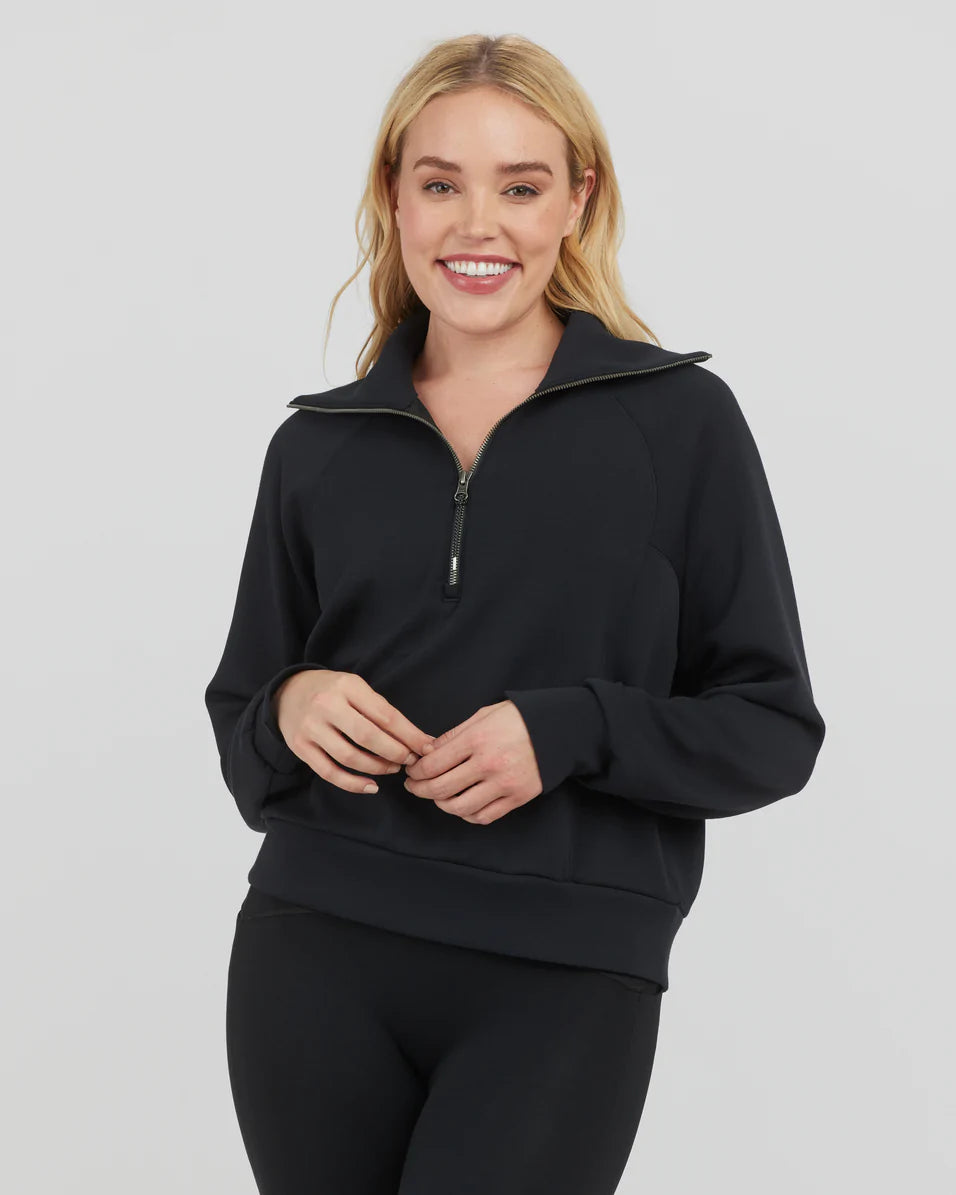 Spanx: AirEssentials Half Zip in Black - The Vogue Boutique
