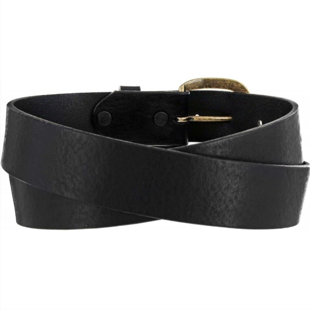 Justin: Black Leather Belt - 232BK - The Vogue Boutique